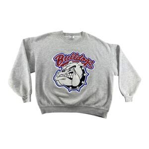 Vintage Bulldogs Graphic Sweatshirt Gray Jerzees Size L USA Made 90s Style